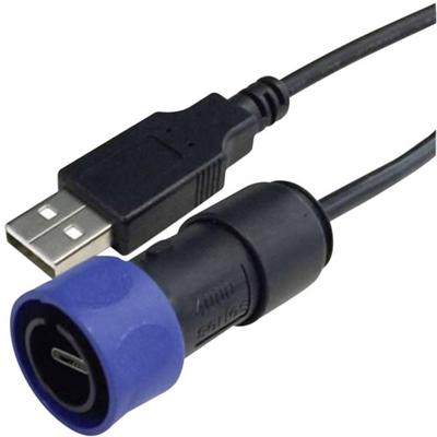 Bulgin PXP4040/B/2M00 USB-kabel USB 2.0 USB-A stekker, USB-micro-B stekker 2.00 m Zwart, Blauw