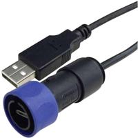 Bulgin PXP4040/B/2M00 USB-kabel USB 2.0 USB-A stekker, USB-micro-B stekker 2.00 m Zwart, Blauw - thumbnail