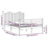 Bedframe met hoofdbord massief hout 140x200 cm - thumbnail