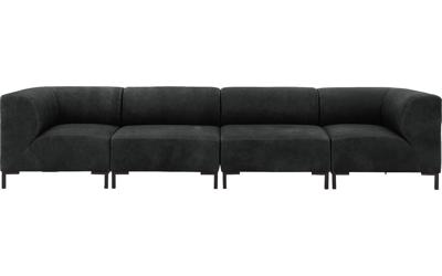 Goossens Excellent Bank Marshall zwart, leer, 2 x 1,5-zits, urban industrieel