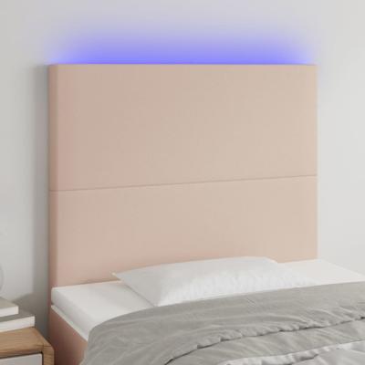 Hoofdbord LED 90x5x118/128 cm kunstleer cappuccinokleurig