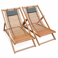 sweeek - Set van twee houten strandstoelen - thumbnail