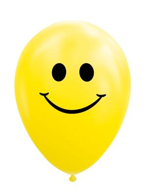 Globos Ballonnen smile geel 30cm, 8st.