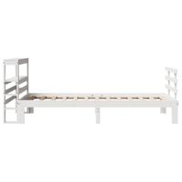 Bedframe met hoofdbord massief grenenhout wit 75x190 cm - thumbnail