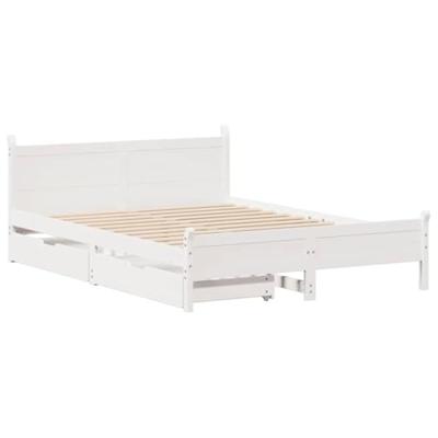Bedframe zonder matras massief grenenhout wit 140x190 cm