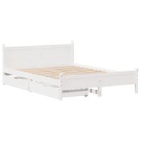Bedframe zonder matras massief grenenhout wit 140x190 cm - thumbnail