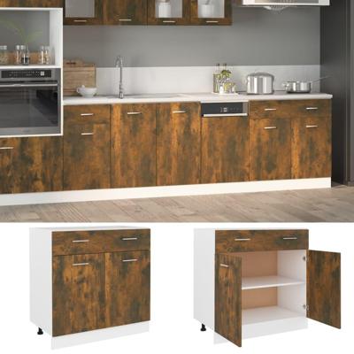 Onderkast met lade Lyon 80x46x81,5cm bewerkt hout gerookt eiken