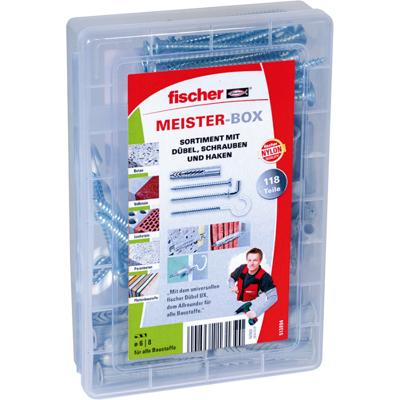 fischer 513894 meister-box met UX-R-pluggen, schroeven, ronde en winkelhaken 118 onderdelen fischer 513894 meister-box met UX-R-pluggen, schroeven, ronde en winkelhaken 118 onderdelen