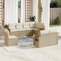 8-delige Loungeset met kussens poly rattan beige - thumbnail