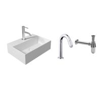 Salenzi Fonteinset Spy Mat Wit 40x30 cm Chroom (Keuze uit 20 kranen) - thumbnail