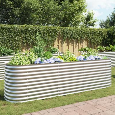 Plantenbak verhoogd 320x80x81 cm gegalvaniseerd staal zilver - thumbnail