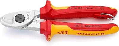 Knipex Kabelschaar | lengte 165 mm | hoofd verchroomd VDE met bevestigingsoog | meercomponenten mantels vorm 1 | 1 stuk - 95 16 165 T - 95 16 165 T - thumbnail