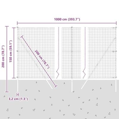 VidaXL Hek met paal groen 1,5 x 10 m staal en pvc