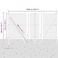 VidaXL Hek met paal zilver 1,5 x 10 m staal en pvc - thumbnail