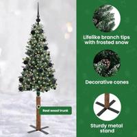VidaXL Slanke kerstboom groen 150 cm pvc en massief dennenhout - thumbnail