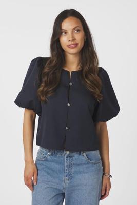 Neo Noir Blouse Aisa Dull Satin | Dark Navy