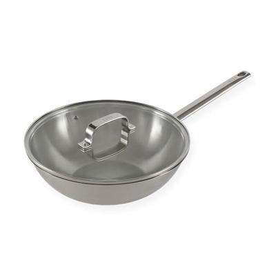 ELLE Gourmet Moderne Wokpan met Deksel - Ø 28 cm - Zonder anti-aanbaklaag - RVS