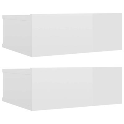 Nachtkastjes 2 st zwevend 40x30x15cm bewerkt hout hoogglans wit