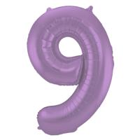 Folieballon Paars Metallic Mat Cijfer 9 - 86 cm - thumbnail