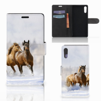 Sony Xperia XZ | Sony Xperia XZs | Telefoonhoesje | Met pasjeshouder | Paarden - thumbnail