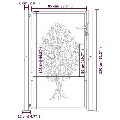 VidaXL Poort 105x130 cm boomontwerp cortenstaal