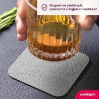 Cookinglife 6 Placemats + 6 Onderzetters - Dubbelzijdig - Vegan leer - Roze / Grijs - thumbnail