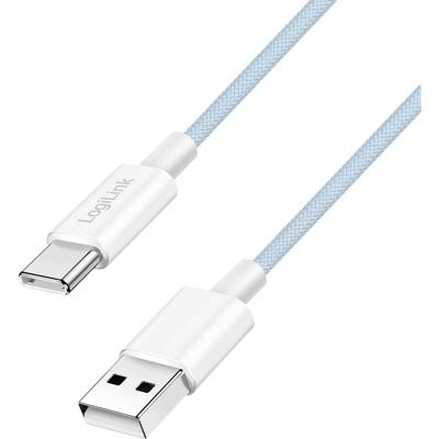 Logilink USB 2.0 Type-C aansluitkabel, C (stekker) naar A (stekker) met nylon mantel, 60 W, blauw, 0,5 m