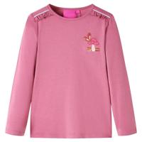 Kindershirt met lange mouwen paddenstoelenprint 104 frambozenkleurig - thumbnail