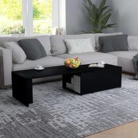 Salontafel 150x50x35 cm bewerkt hout zwart - thumbnail