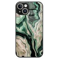 iPhone 14 glazen hardcase - Green waves - thumbnail