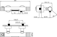Ben Engraved Line badkraan met watervaluitloop thermostatisch gunmetal - thumbnail