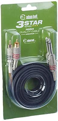 Adam Hall K3TPC0300 Audio Adapterkabel [2x Cinch-stekker - 2x Jackplug male 6,3 mm] 3.00 m Zwart