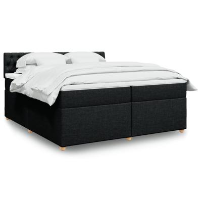 Boxspring met matras stof zwart 90x190 cm - thumbnail