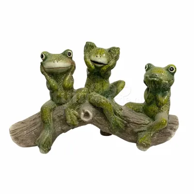 Tuinbeeld Kikkers op Boomstam 25cm