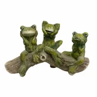 Tuinbeeld Kikkers op Boomstam 25cm - thumbnail