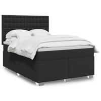 Boxspring met matras kunstleer zwart 140x190 cm - thumbnail