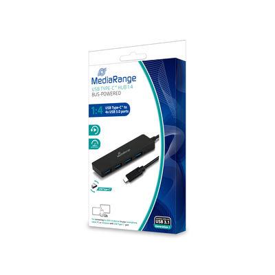 MediaRange MRCS508 USB-C (USB 3.2 Gen 2) multiport hub 4 poorten Zwart