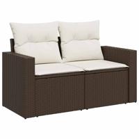 5-delige Loungeset met kussens poly rattan bruin - thumbnail