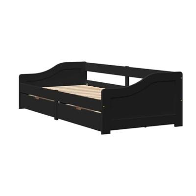 Slaapbank met 2 lades zonder matras IRUN 90x200 cm zwart Slaapbank met 2 lades zonder matras IRUN 90x200 cm zwart