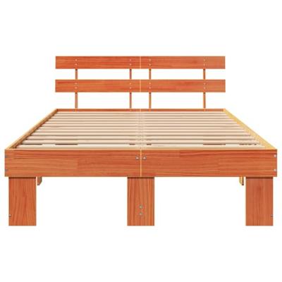 Bedframe met hoofdeinde Bruin 120 x 190 cm Massief grenenhout