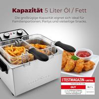 Profi Cook PC-FR1038 Friteuse met dubbele koudezone 5 l 3000 W Timerfunctie, Met handmatige temperatuursinstelling RVS - thumbnail
