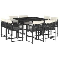 9-delige Tuinset poly rattan zwart - thumbnail
