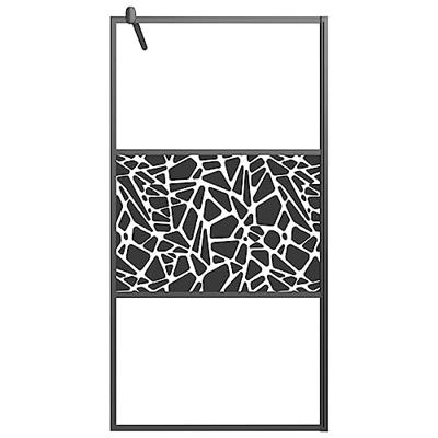VidaXL Inloopdouchewand met stenenmotief 100x195 cm esg-glas zwart - thumbnail