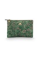 Pip Studio Pip Studio Charly Cosmetic Flat Pouch Medium Quilted Daisy Dreams Green 24x1x15.5cm - thumbnail