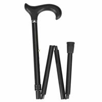 Luxe opvouwbare wandelstok | Met soft Derby handvat | Lengte: 83 - 95 cm | Zwart | Geschikt voor zowel links als rechts | OS17610-Z - thumbnail