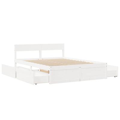 Bedframe zonder matras massief grenenhout wit 140x200 cm