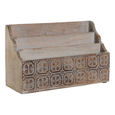 Multi-Functionele Organiser DKD Home Decor Wit Natuurlijk Mangohout 32 x 13 x 21 cm (12 Stuks)