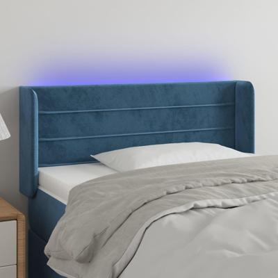 Hoofdbord LED 103x16x78/88 cm fluweel donkerblauw