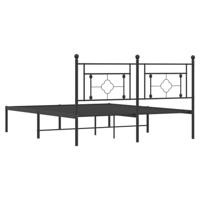 Bedframe met hoofdbord metaal zwart 160x200 cm - thumbnail