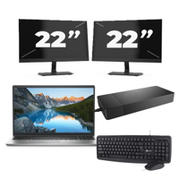 Dell Inspiron 15 3525 - AMD Ryzen 7 5825U - 15 inch - 16GB RAM - 256GB SSD - Windows 11 Home + 2x 22 inch Monitor - thumbnail
